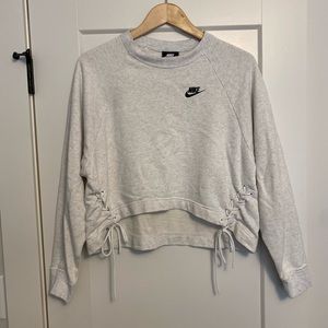 Nike cropped women’s medium off white sweatshirt- with side ties